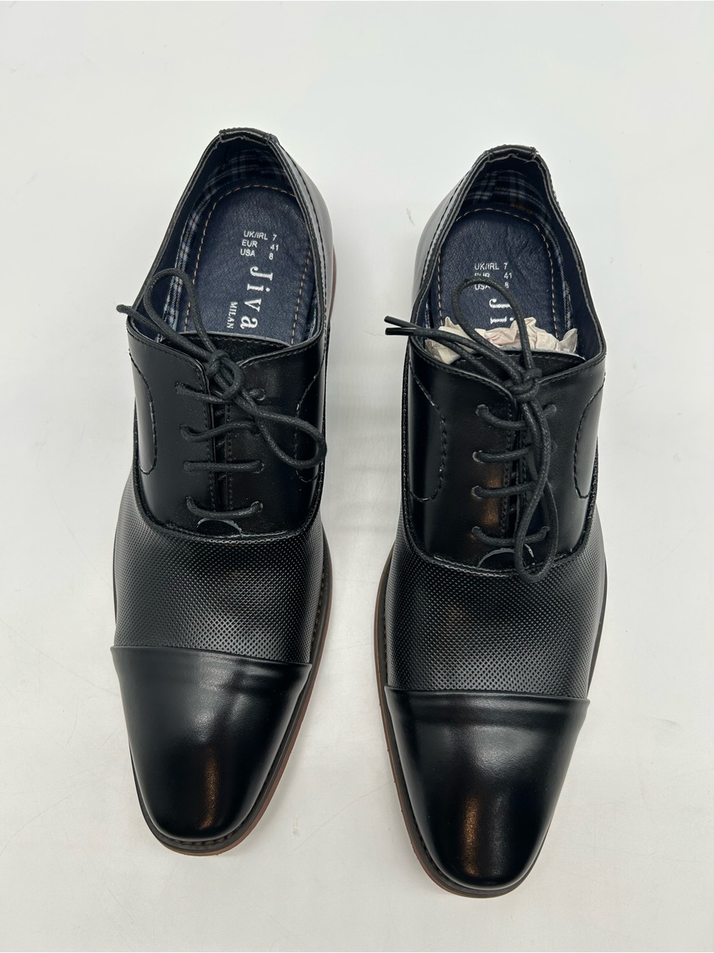 Jivana Men’s Black Cap-Toe Lace-Up Dress Shoes size 8 New
